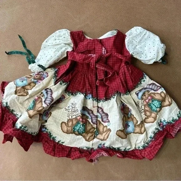 Vintage Daisy Kingdom Christmas Bear Doll Dress - Picture 3 of 4